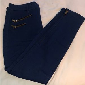 Blue Jeggings with Zippers